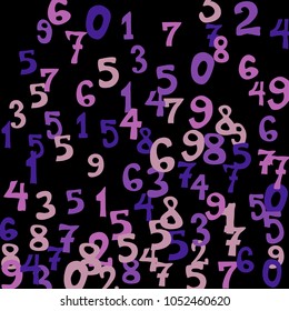 Falling numbers abstract background. Abstract colorful background for card or print. Pattern of randomly distributed numbers from zero to nine in color.