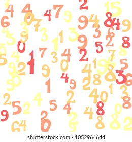 Falling numbers abstract background. Abstract colorful background for card or banner. Pattern of randomly distributed numbers from zero to nine in color.