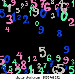 Falling numbers abstract background. Abstract colorful background for card or print. Pattern of randomly distributed numbers from zero to nine in color.