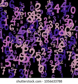 Falling numbers abstract background. Abstract colorful background for card or banner. Pattern of randomly distributed numbers from zero to nine in color.