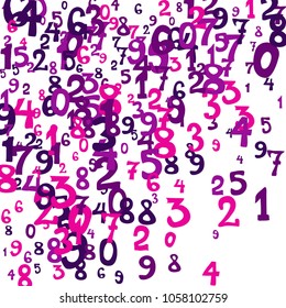 Falling numbers abstract background. Abstract colorful background for card or print. Pattern of randomly distributed numbers from zero to nine in color.