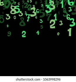 Falling numbers abstract background. Abstract colorful background for card or banner. Pattern of randomly distributed numbers from zero to nine in color.