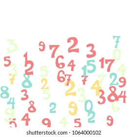 Falling numbers abstract background. Abstract colorful background for banner or poster. Pattern of randomly distributed numbers from zero to nine in color.