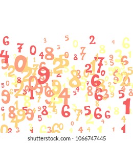 Falling numbers abstract background. Abstract colorful background for banner or poster. Pattern of randomly distributed numbers from zero to nine in color.