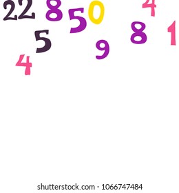 Falling numbers abstract background. Abstract colorful background for card or banner. Pattern of randomly distributed numbers from zero to nine in color.