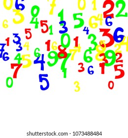 Falling numbers abstract background. Abstract colorful background for card or banner. Pattern of randomly distributed numbers from zero to nine in color.
