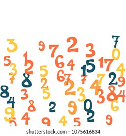 Falling numbers abstract background. Abstract colorful background for card or print. Pattern of randomly distributed numbers from zero to nine in color.