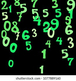 Falling numbers abstract background. Abstract colorful background for banner or poster. Pattern of randomly distributed numbers from zero to nine in color.