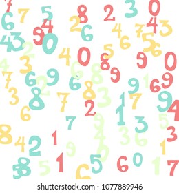 Falling numbers abstract background. Abstract colorful background for card or banner. Pattern of randomly distributed numbers from zero to nine in color.