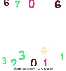 Falling numbers abstract background. Abstract colorful background for card or print. Pattern of randomly distributed numbers from zero to nine in color.
