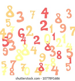 Falling numbers abstract background. Abstract colorful background for card or banner. Pattern of randomly distributed numbers from zero to nine in color.