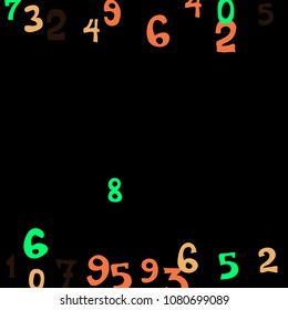 Falling numbers abstract background. Abstract colorful background for card or print. Pattern of randomly distributed numbers from zero to nine in color.