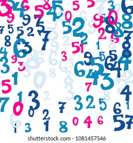 Falling numbers abstract background. Abstract colorful background for banner or poster. Pattern of randomly distributed numbers from zero to nine in color.