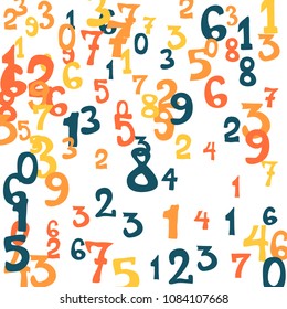 Falling numbers abstract background. Abstract colorful background for card or banner. Pattern of randomly distributed numbers from zero to nine in color.