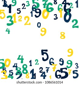 Falling numbers abstract background. Abstract colorful background for card or print. Pattern of randomly distributed numbers from zero to nine in color.