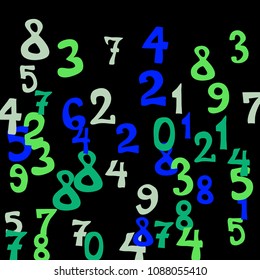 Falling numbers abstract background. Abstract colorful background for card or print. Pattern of randomly distributed numbers from zero to nine in color.