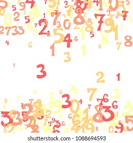 Falling numbers abstract background. Abstract colorful background for card or banner. Pattern of randomly distributed numbers from zero to nine in color.