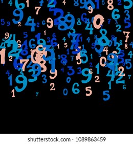 Falling numbers abstract background. Abstract colorful background for card or banner. Pattern of randomly distributed numbers from zero to nine in color.