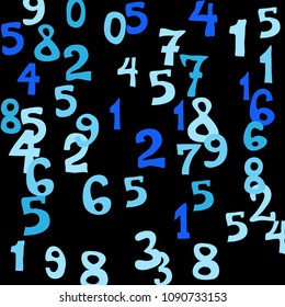 Falling numbers abstract background. Abstract colorful background for card or banner. Pattern of randomly distributed numbers from zero to nine in color.