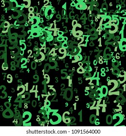 Falling numbers abstract background. Abstract colorful background for card or banner. Pattern of randomly distributed numbers from zero to nine in color.