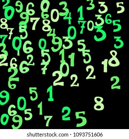 Falling numbers abstract background. Abstract colorful background for banner or poster. Pattern of randomly distributed numbers from zero to nine in color.