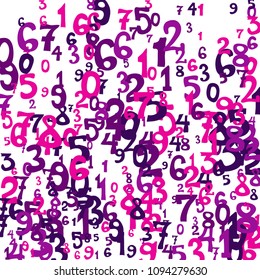 Falling numbers abstract background. Abstract colorful background for banner or poster. Pattern of randomly distributed numbers from zero to nine in color.