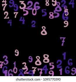 Falling numbers abstract background. Abstract colorful background for banner or poster. Pattern of randomly distributed numbers from zero to nine in color.