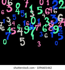 Falling numbers abstract background. Abstract colorful background for card or banner. Pattern of randomly distributed numbers from zero to nine in color.