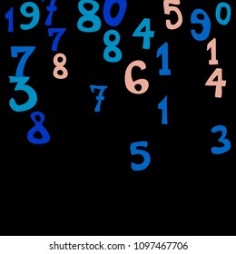Falling numbers abstract background. Abstract colorful background for card or print. Pattern of randomly distributed numbers from zero to nine in color.