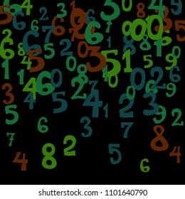 Falling numbers abstract background. Abstract colorful background for banner or poster. Pattern of randomly distributed numbers from zero to nine in color.