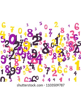 Falling numbers abstract background. Abstract colorful background for card or print. Pattern of randomly distributed numbers from zero to nine in color.