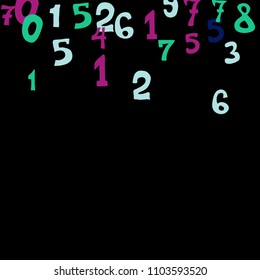 Falling numbers abstract background. Abstract colorful background for card or banner. Pattern of randomly distributed numbers from zero to nine in color.