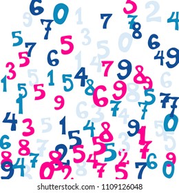 Falling numbers abstract background. Abstract colorful background for card or print. Pattern of randomly distributed numbers from zero to nine in color.