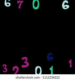 Falling numbers abstract background. Abstract colorful background for card or print. Pattern of randomly distributed numbers from zero to nine in color.