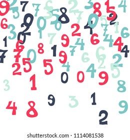 Falling numbers abstract background. Abstract colorful background for card or print. Pattern of randomly distributed numbers from zero to nine in color.