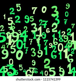 Falling numbers abstract background. Abstract colorful background for card or print. Pattern of randomly distributed numbers from zero to nine in color.