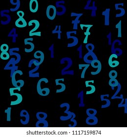 Falling numbers abstract background. Abstract colorful background for card or banner. Pattern of randomly distributed numbers from zero to nine in color.