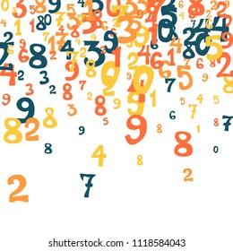 Falling numbers abstract background. Abstract colorful background for banner or poster. Pattern of randomly distributed numbers from zero to nine in color.