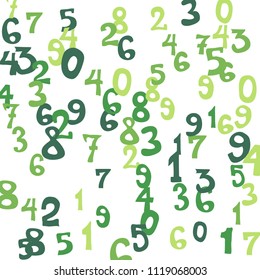 Falling numbers abstract background. Abstract colorful background for card or banner. Pattern of randomly distributed numbers from zero to nine in color.