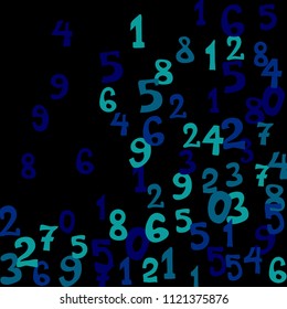 Falling numbers abstract background. Abstract colorful background for banner or poster. Pattern of randomly distributed numbers from zero to nine in color.