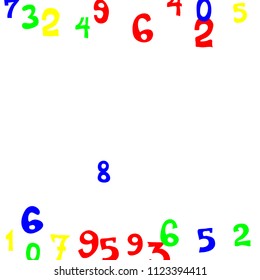 Falling numbers abstract background. Abstract colorful background for card or print. Pattern of randomly distributed numbers from zero to nine in color.