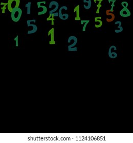 Falling numbers abstract background. Abstract colorful background for banner or poster. Pattern of randomly distributed numbers from zero to nine in color.