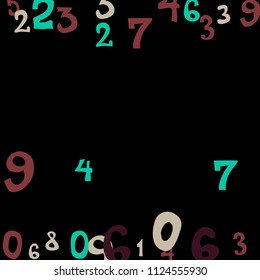 Falling numbers abstract background. Abstract colorful background for card or banner. Pattern of randomly distributed numbers from zero to nine in color.