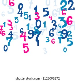 Falling numbers abstract background. Abstract colorful background for card or banner. Pattern of randomly distributed numbers from zero to nine in color.