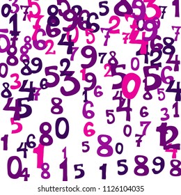 Falling numbers abstract background. Abstract colorful background for card or banner. Pattern of randomly distributed numbers from zero to nine in color.