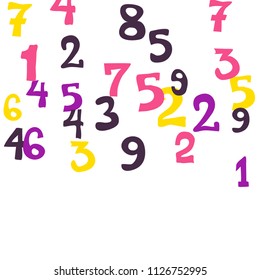 Falling numbers abstract background. Abstract colorful background for card or print. Pattern of randomly distributed numbers from zero to nine in color.
