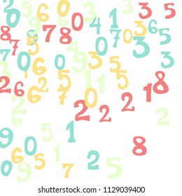 Falling numbers abstract background. Abstract colorful background for card or print. Pattern of randomly distributed numbers from zero to nine in color.