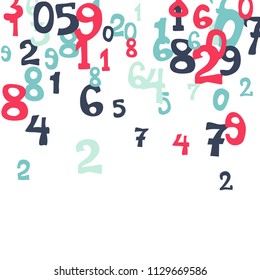 Falling numbers abstract background. Abstract colorful background for card or banner. Pattern of randomly distributed numbers from zero to nine in color.