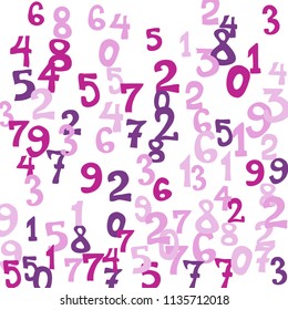 Falling numbers abstract background. Abstract colorful background for banner or poster. Pattern of randomly distributed numbers from zero to nine in color.