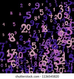 Falling numbers abstract background. Abstract colorful background for card or banner. Pattern of randomly distributed numbers from zero to nine in color.